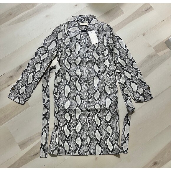 Choosy Luxe Exotic Vintage 90s Faux Snakeskin Leather Trench Coat Duster Jacket - Picture 4 of 11